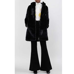 Maje Bayala Faux Fur Plush Hooded Coat